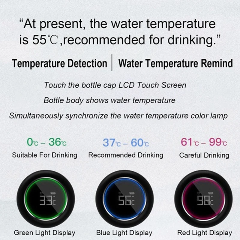 400Ml Stainless Steel Water Cup Smart Bottle Reminder Drinking Lcd Press Screen Water Bottle