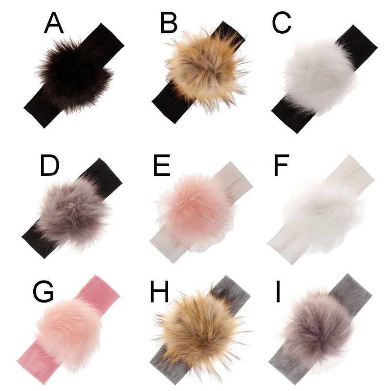 

Cute Girls Ribbon Elastic Baby Headdress Kids Hair Band Girl Bow Pom Pom Ball Headband