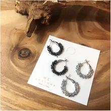 Корея дизайн креативные высококачественные элегантные Кристальные сережки круглые серебряные черные серьги на свадебную вечеринку для женщин
