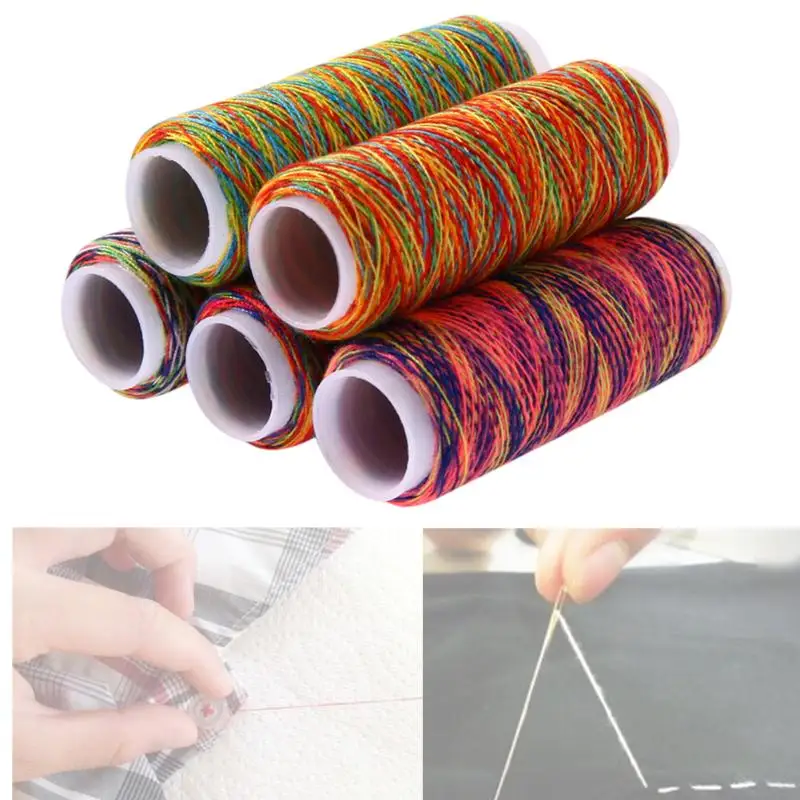 

5pcs/set Sewing Thread Rainbow Color Sewing Thread Hand Quilting Embroidery Thread DIY Apparel Sewing Accessories Home Supplies