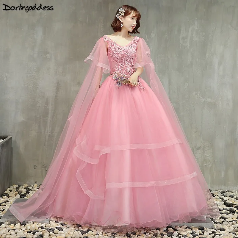 

Cheap Pink Quinceanera Dresses Ball Gown V Neck Puffy Sweet 16 Debutante Dresses for 15 Years Lace Long Prom Dress Plus Size