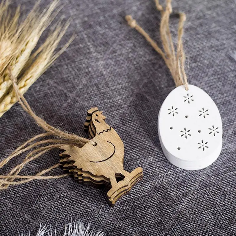 Пасхальные деревянные Висячие Подвески с биркой 8 шт. декоративное украшение