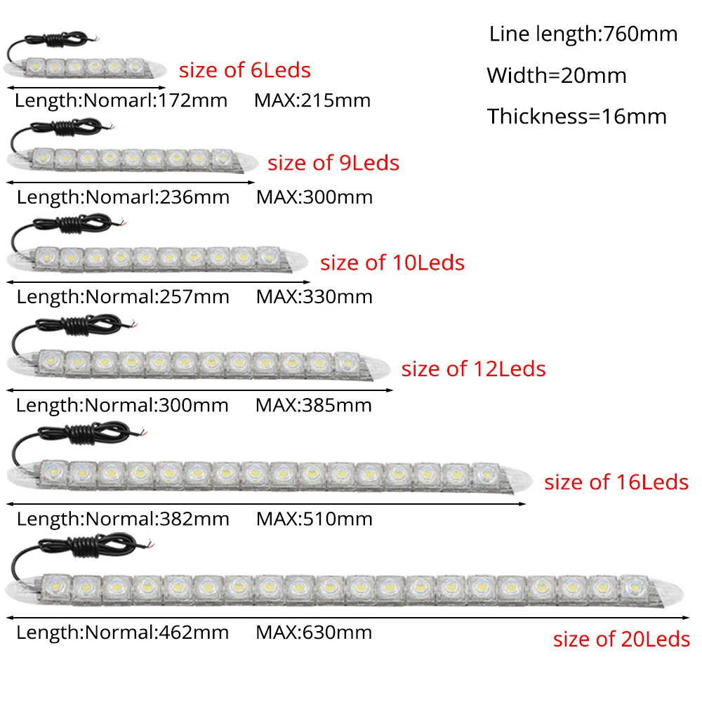 DRL 6 светодиодный Автомобильный декоративный гибкий дневной ходовой светильник, водонепроницаемый, высокая мощность, чипы постоянного тока 12 В, Автомобильный светодиодный светильник