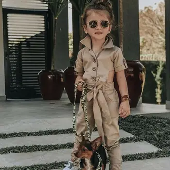 

Toddler Kids Baby Girl Fashion Button UP Romper Jumpsuit Playsuit Outfit Clothes