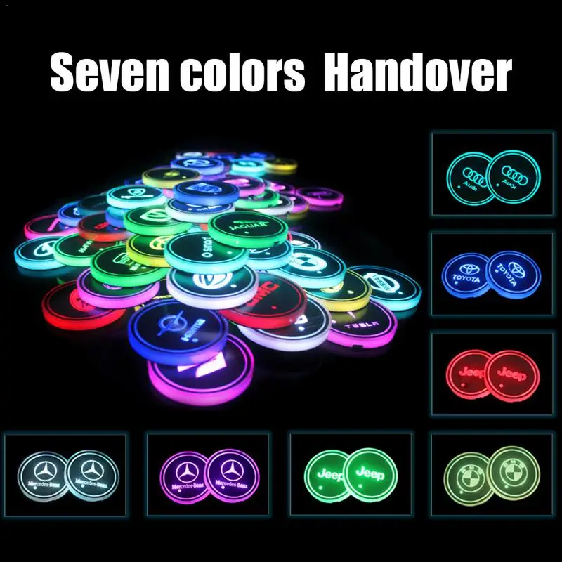 

Car LED Light Luminous Coaster Non-Slip Mat Automatic Induction Water Coaster Auto Decoration Atmosphere Lamps Interior Colorful