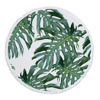 

Printed Tropical Leaves Flower Beach Towel Round Microfiber Beach Towel For Living Room Home Decor Boho Style Sunbath Bath Towel