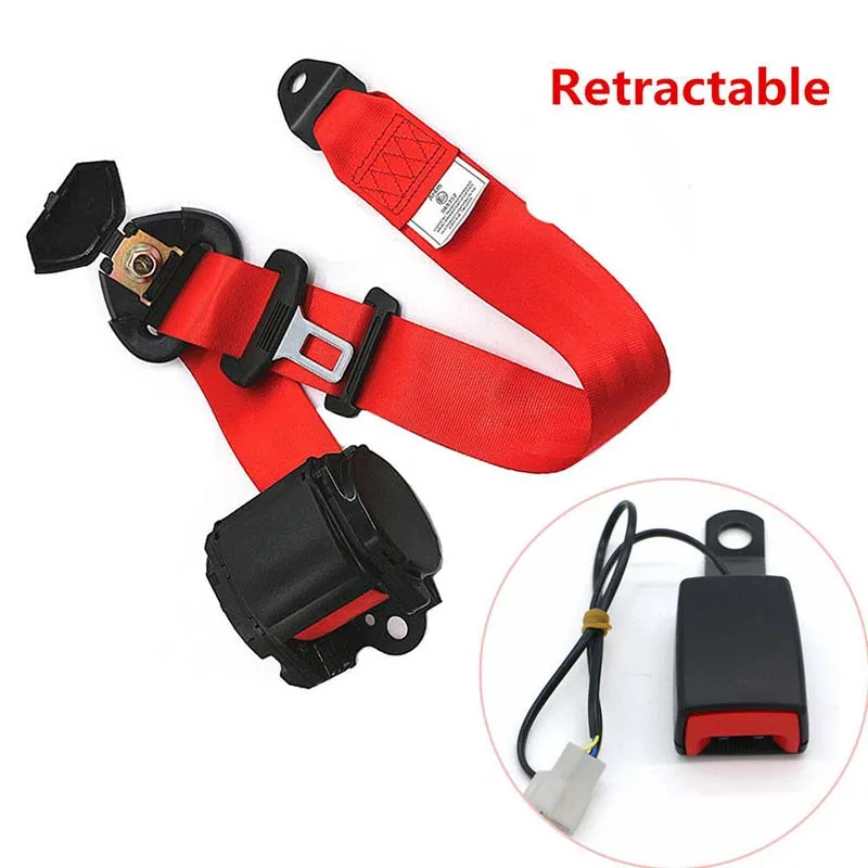 

Universal Car Seat Belt Safety Red Retractable Diagonal Strap With Lock Catch 3 Point 3200mm Seatbelt High Strength Polyester