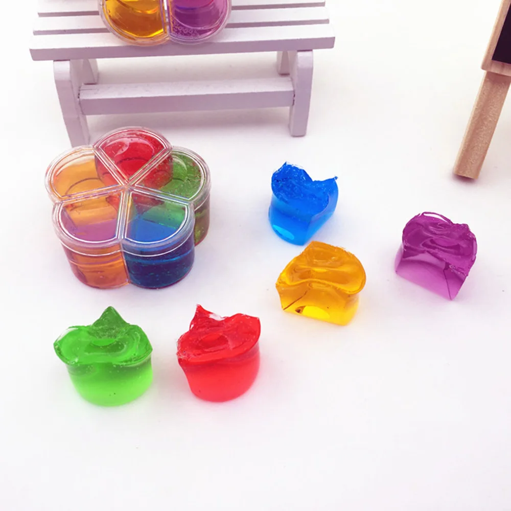

1pcs 5 color flower color Slime Jelly Slime Plum shape crystal color mud can blow bubbles Child's slime DIY clay toys For Kids