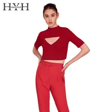 HYH HAOYIHUI Sweet Academic Style Street Breeze Chest Triangle Hollowing Out Knitting Sweater Red Color New Arrival Sexy Tops HYH HAOYIHUI Sweet Academic Style Street Breeze Chest Triangle Hollowing Out Knitting Sweater Red Color New Arrival Sexy Tops