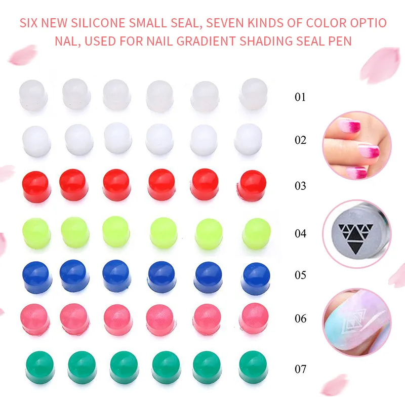 

6 Pcs Mini Nail Brushes Silica Gel Seal Head Printing DIY for UV Gel Polish Print Stamping Gradient Painting Pen Manicure Tools