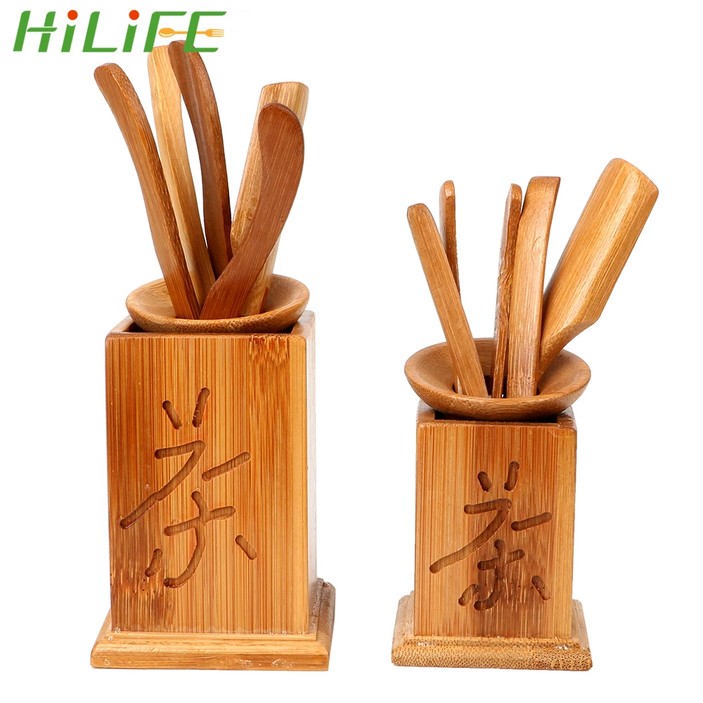 

HILIFE Vintage Tea Ceremony Utensils Chinese Bamboo Kung Fu Tea Sets Clip Strainer Tea Tools Set Puer Knife Spoon 7pcs/set