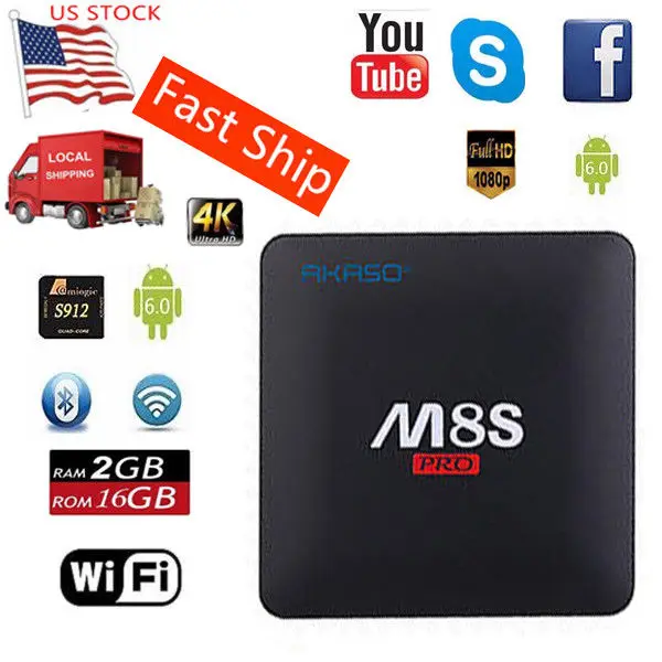 

M8s Pro 4K Smart TV Box Amlogic S912 Octa-core Android 6.0 TV BOX 2G+16G Media Player
