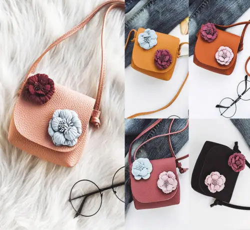 Обувь для девочек Детская сумка через плечо Crossbody цветы портмоне квадратный