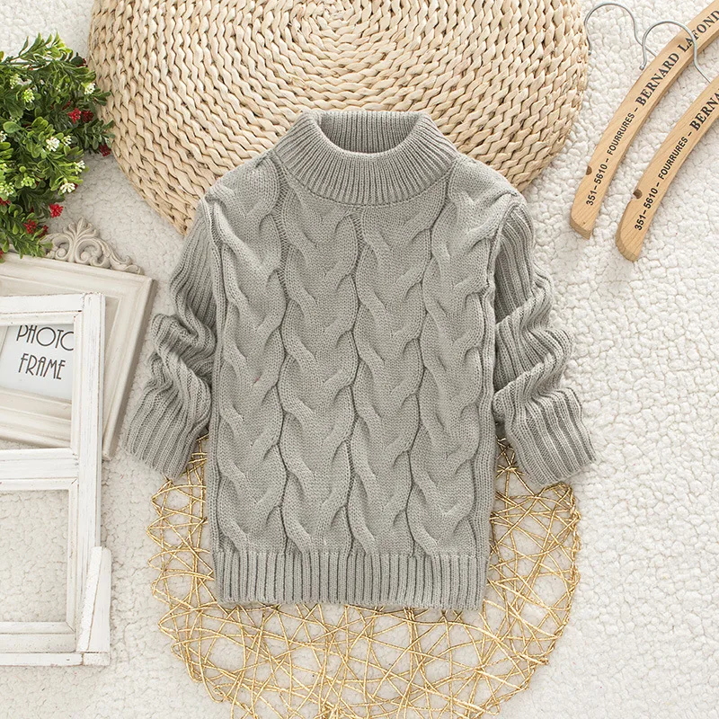Baby Girls Sweater Autumn Knitting Tops infant Winter Turtleneck Clothes baby Boys Cotton Warm Round Neck Sweater 1-2 Years