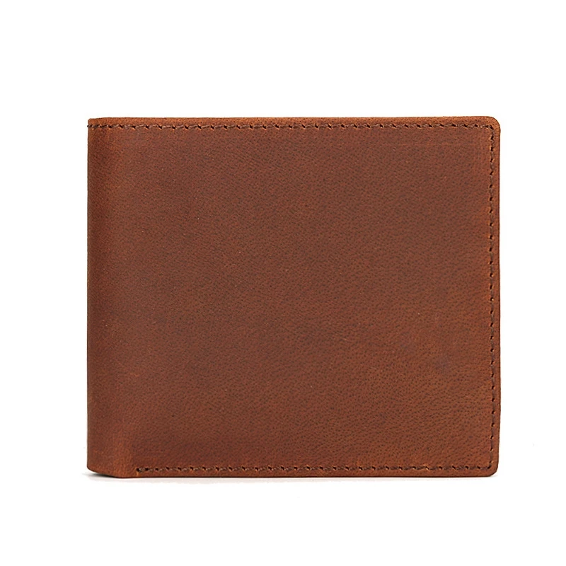

Crazy Horse Leather Men's Leather Wallet Old Retro Simple Short Wallet Two Fold Horizontal Section First Layer Cowhide