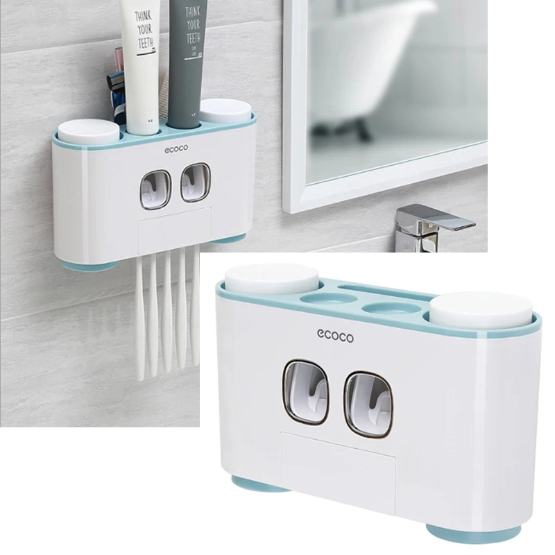 Bathroom organizer Set Toothbrush & Cup Holder Automatic Toothpaste Dispenser 