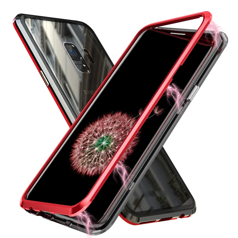 

Magnetic Adsorption Metal Glass Case for Samsung Galaxy S10 lite plus S10e case cover for iphone XR XS MAX X i phone sam sun