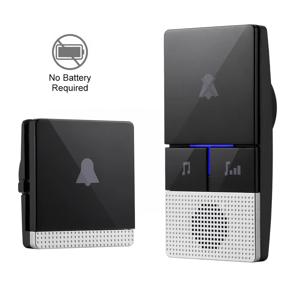 

Wireless Doorbell DC Battery Operated Control Button 100M Remote LED Light Home Cordless Call Bell