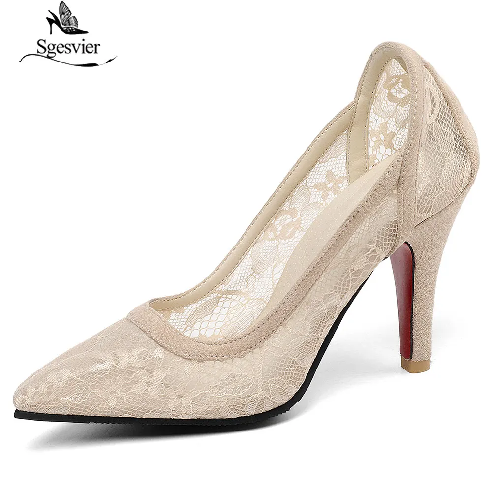 

Sgesvier 2019 New Spring Fashion Thin Heels Shoes Sexy Women Pumps Women's Shoes Fashion Super High Heels Women Lace Shoes G231