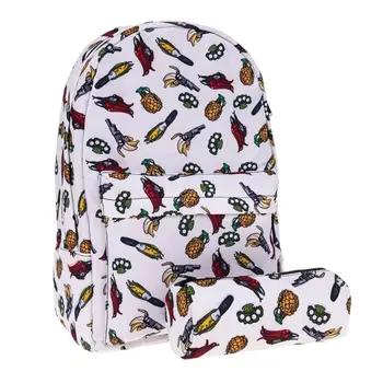 

2pcs/set 3D Digital Floral Print Backpack Oxford cloth Backpack with Pen Bags Fashion Female Rucksack mochila Mujer 2019 New