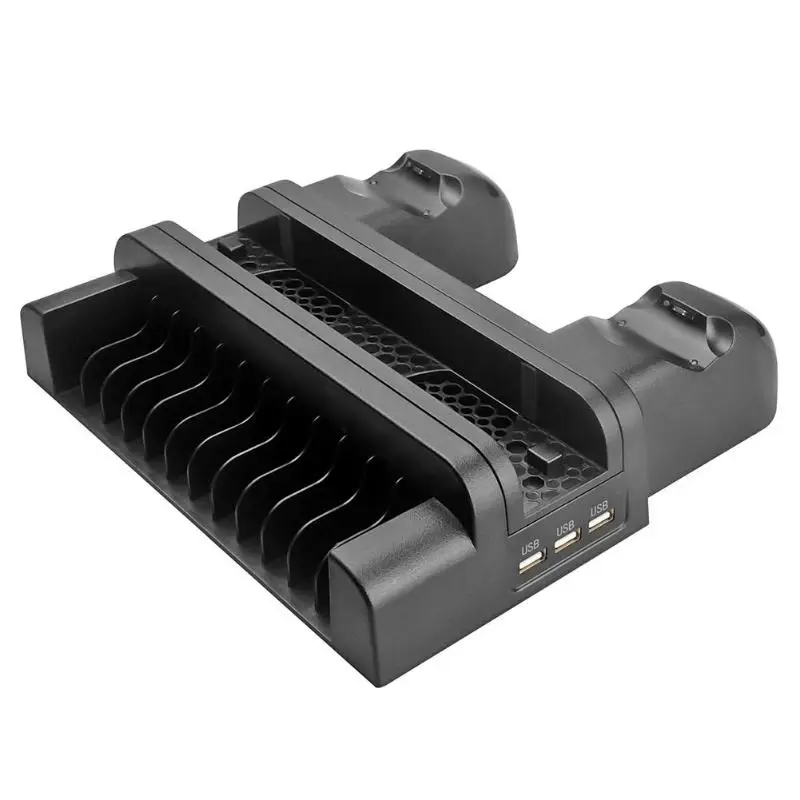  3 in 1 Multifunction Dual Charging Station Dock w/Cooling Fan for PS4/PS4 Slim/PS4 Pro Durable Vert