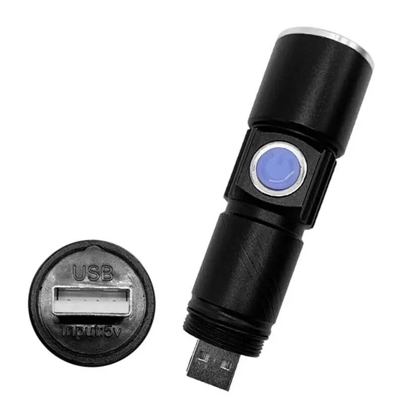 

USB Rechargeable Mini Flashlight Aluminum Alloy 3 Modes Powerful Hand Hunting Lantern Torch Light Outdoor Fishing Light