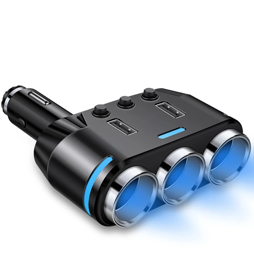 

Car Cigarette Lighter Power Socket Splitter Power Adapter Car-styling DC 12 Volt 3.1A 100w Dual USB Charger Socket Blue