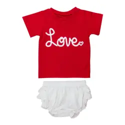 Pudcoco/милые топы с буквенным принтом для новорожденных девочек + белые кружевные штаны-пачки, комплект одежды из 2 предметов