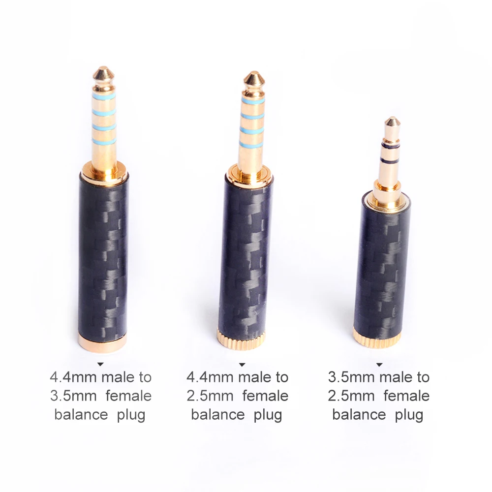 OKCSC Earphone Plug 4 4mm 3 5mm 2 5mm Male Adapter to 2 5mm 3 5mm Female Balanced Carbon Fiber Headphone DIY Accessory for SONY