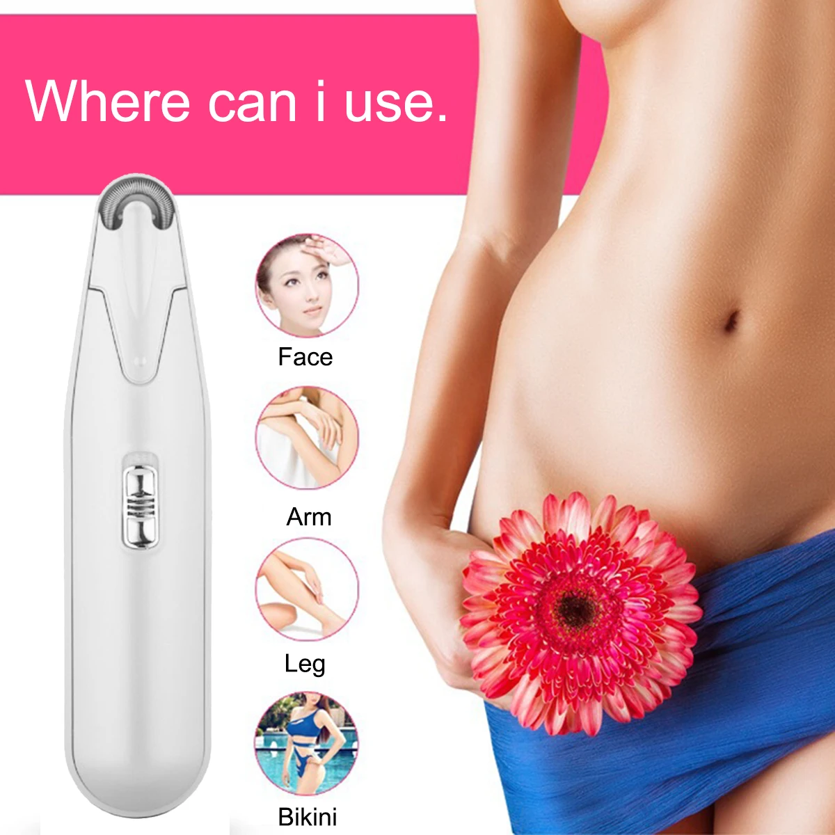 Electric Body Hair Removal Epilator Permanent Shaving for Women Men Painless Shaver-White Electric Body Hair Removal Epilator Permanent Shaving for Women Men Painless Shaver-White