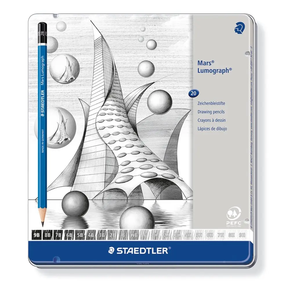 Staedtler Mars lumographic синий баррель для рисования эскиз деревянный карандаш (100 G20)|wooden