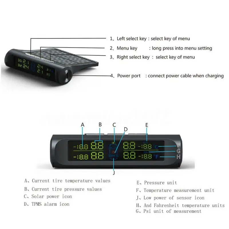 Интеллектуальная автомобильная система контроля давления в шинах с цифровым ЖК-дисплеем для зарядки от солнечной энергии автоматическая система охранной сигнализации