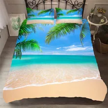 Bedding Set 3D Printed Duvet Cover Bed Set Beach Coconut Tree Home Textiles for Adults Lifelike Bedclothes with Pillowcase #HL14 beach style dusk coconut tree pattern square shape pillowcase