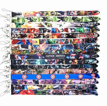 

500 PCS The Avengers Super Hero key lanyards id badge holder keychain straps for mobile phone Wholesale Free Shipping
