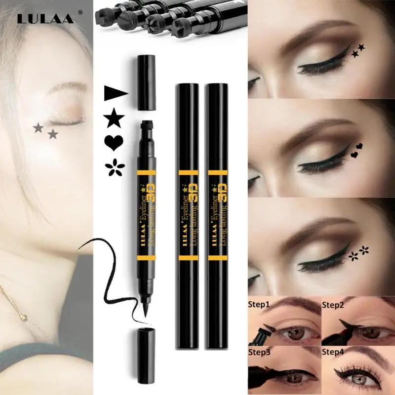 

Double-Head Waterproof Stamp Eyeliner Pen Tattoo Stamping Eyeliner Pencil Flower/Heart/Star Eye Liner Makeup Tools