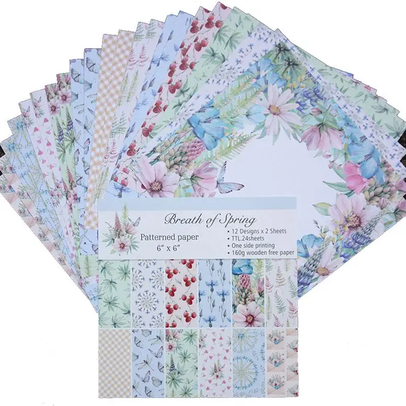 

24 Sheets/set 6 Inch Lovely Scrapbooking Pads Paper Origami Art Background Paper Card Making DIY Birthday Scrapbook Paper Craft