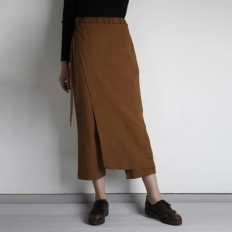 

Summer High Waist Skirt Pants 2019 Women Cotton Linen Pants Solid Long Trousers Ladies Casual Patchwork Pantalon Femme Palazzo