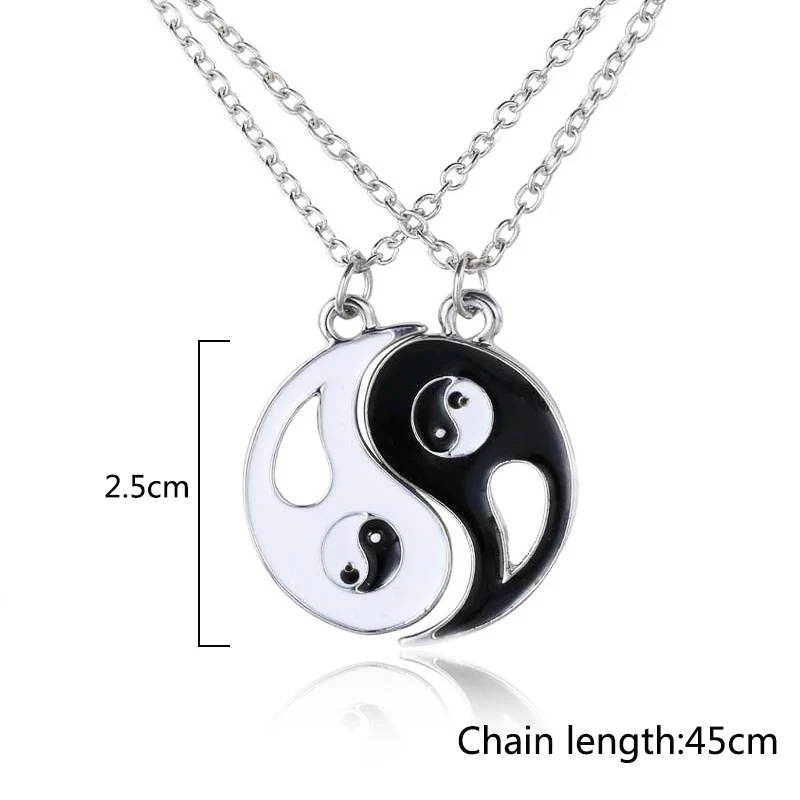 

Fashion 2 PCS Best Friends Lovers Necklace Jewelry Yin Yang Tai Chi Pendant Couples Necklaces&Pendants Unisex Valentine's Gift