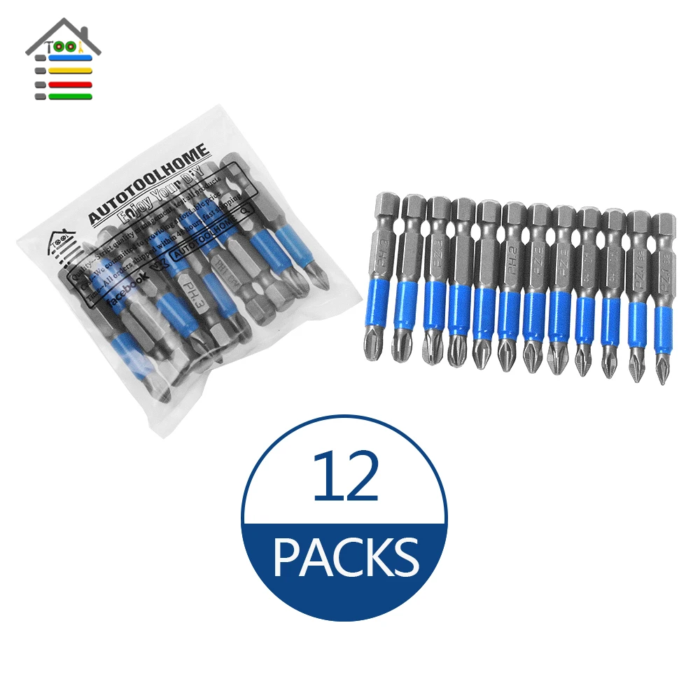 12 шт. Нескользящие биты для отверток Gcr15 PH1 PZ1 PH2 PZ2 PH3 PZ3 длина 50 мм|Отвертка| |