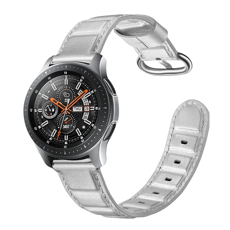 For Samsung Galaxy Watch 46mm Genuine Leather Bamboo Style Band Strap For Gear S3 Leather Bracelet For Amazfit 1/2  Huawei Watch
