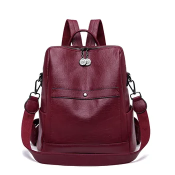 

2019 New Vintage Backpack Multifunction Women Backpack Soft Leather Ladies Rucksack Female Shoulder Bag for Women