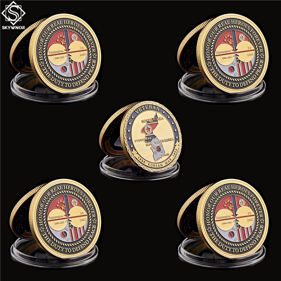 

5PCS Korean War Veteran Challenge Coin US Gold Military Freedom Commemorative Coin