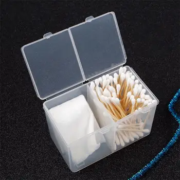 

Clear Nail Art Gel Polish Remover Cleaning Cotton Pad Swab Container Organizer Holder Storage Box 2 Compartments