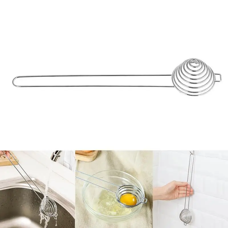 

Egg Yolk Egg White Separator Spiral Funnel Kitchen Baking Tools Home Long Handle Stainless Steel Hangable Egg Separator