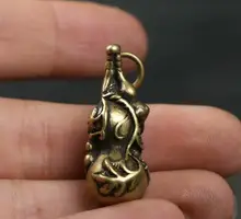 Small Curio China Bronze Lagenaria Siceraria Cucurbit Gourd Wealth Pendant 20pcs a bag gourd bonsai bottle gourd bonsai spoon lagenaria siceraria bonsai vegetable and fruit plants for garden