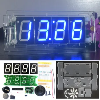 

LEORY Digital Electronic Alarm Clock DC3V-5V DS3231 Voice Timing Music Light Control DIY DIY Kit Blue color