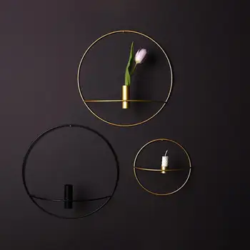 

Creative Metal Geometry Round Candlestick Tealight Candle Holder Home Wall Ornaments Decoration 2018 Europe 3D Candlestick