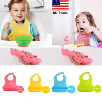 

Baby Kids Silicone Stereo Bib Adjustable Waterproof Bibs Pick Rice Pocket