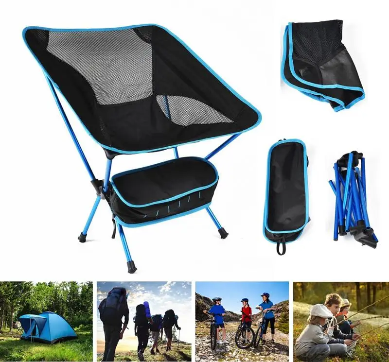 

Lightweight and Foldable Casual Chair for Fishing Hiking Fishing Backpacking (Sky-blue)