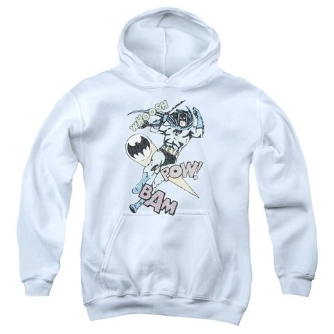 Trevco Бэтмен-Halftone Swing-Youth Pull-Over Hoodie-белый большой | Мужская одежда